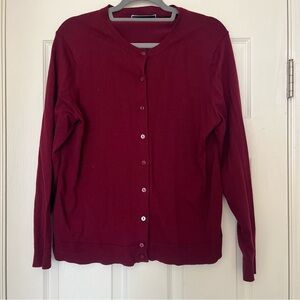 Karen Scott Women's Burgundy Cardigan Large